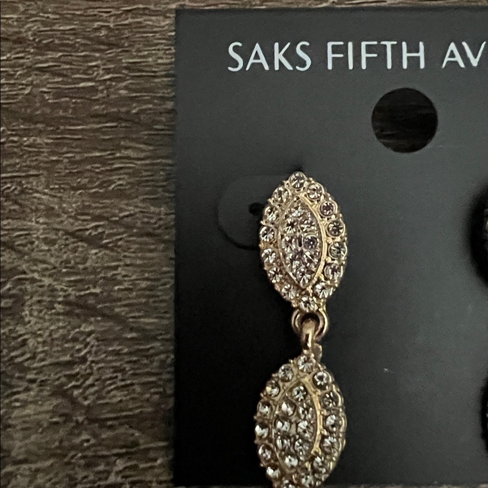 Saks Fifth Avenue Gold and Silver Drop Earrings - Picture 2 of 4